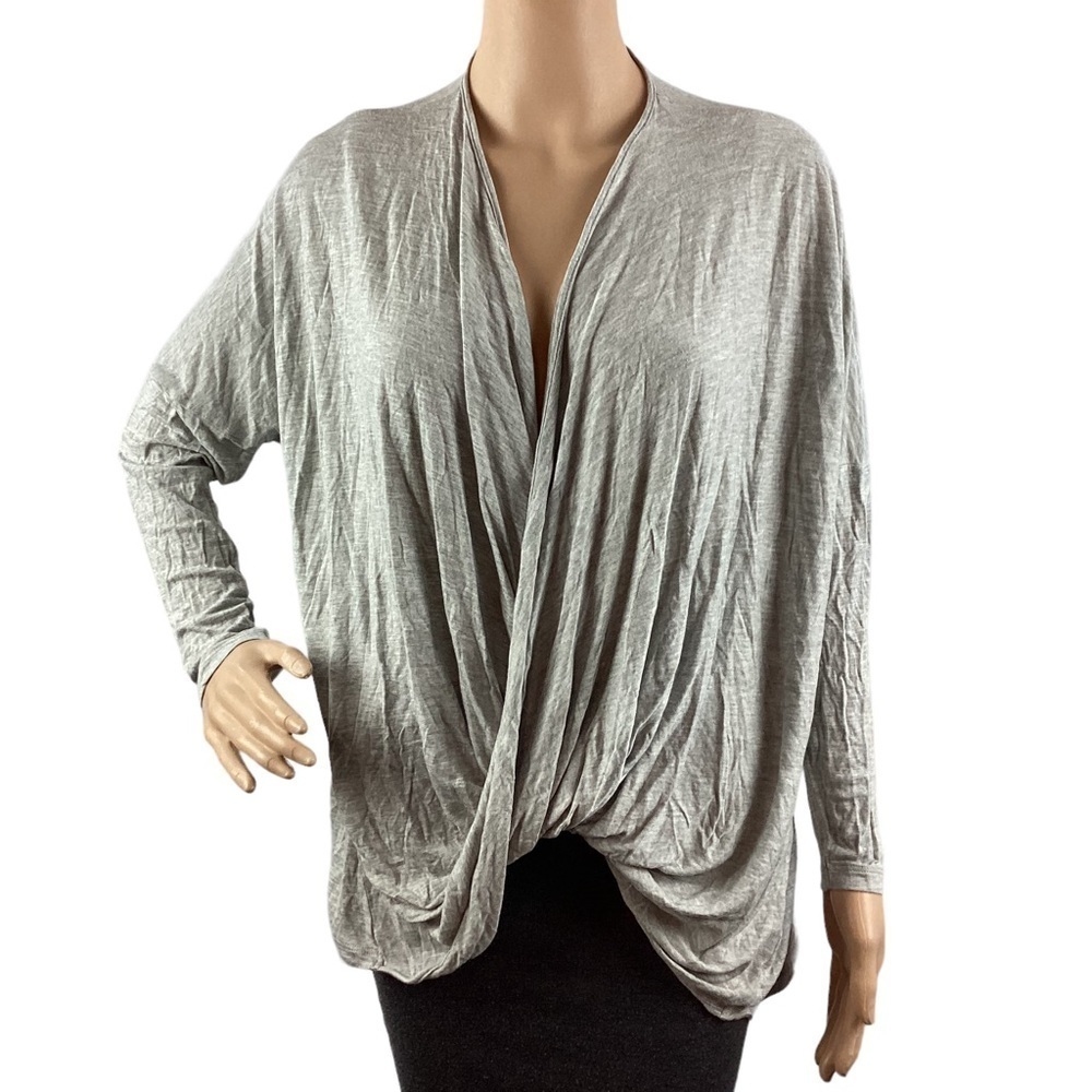 Cabi Taylor Twist Draped Top Size S Heather Gray Long Sleeve